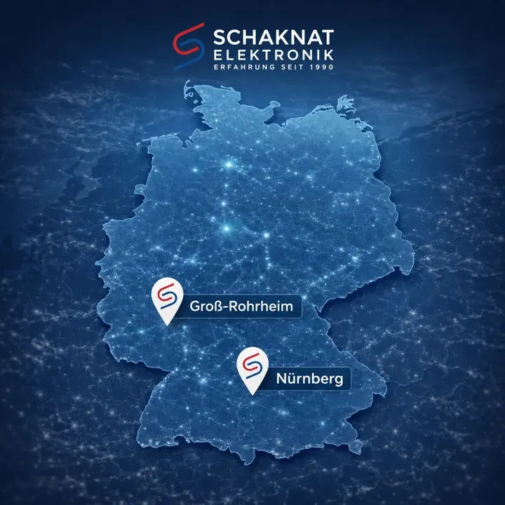 Standorte von Schaknat Elektronik auf Deutschlandkarte: Groß-Rohrheim, Nürnberg